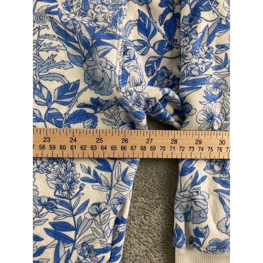 Crown & Ivy Womens Blue Floral Pullover Sweatshirt Fleece Lined Size M White - Picture 4 of 8